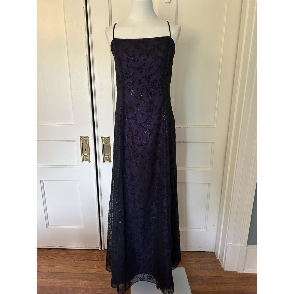 Y2K Niki by Niki Livas Whimsygoth Velvet Burnout Maxi Dress Womens Size 14 Black